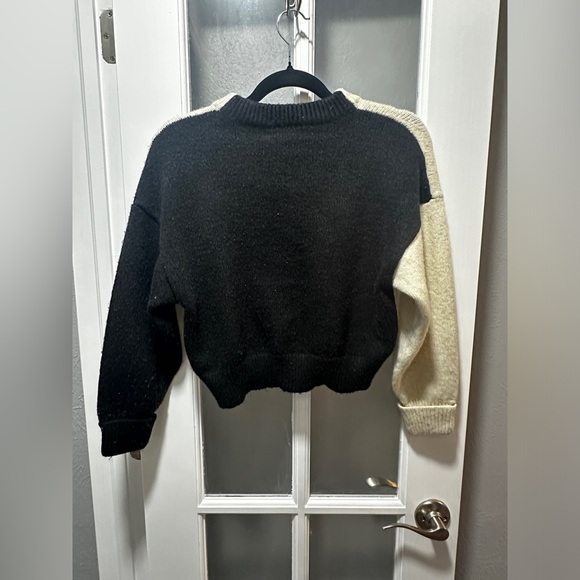 Topshop Women Crew Neck Knitted Long Sleeve Sweater, Beige and Black - Picture 7 of 9